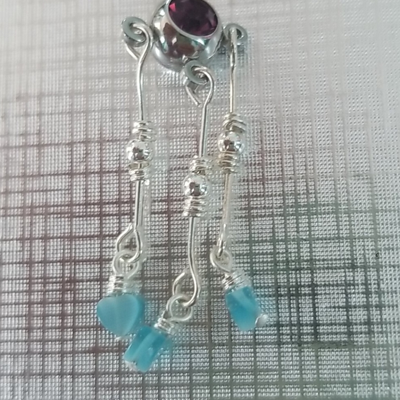 New Hanging Navel Belly Button Ring Purple Glass - Picture 3 of 3